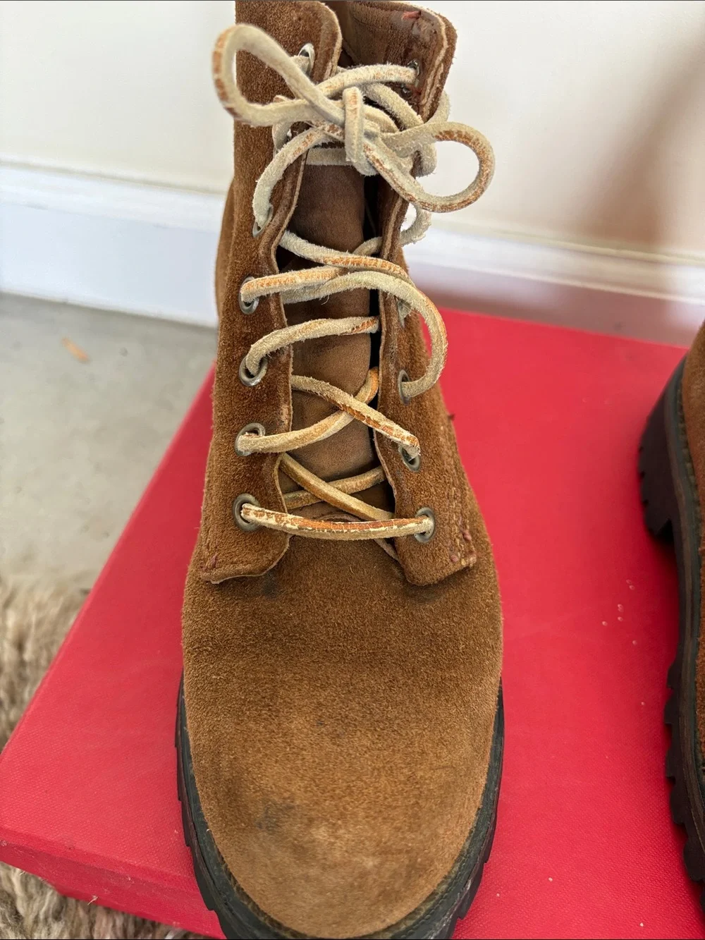 Vintage L.L. Bean Brown Suede unisex steel toe Trail Boots-size 6.5 (M) 8 (W)